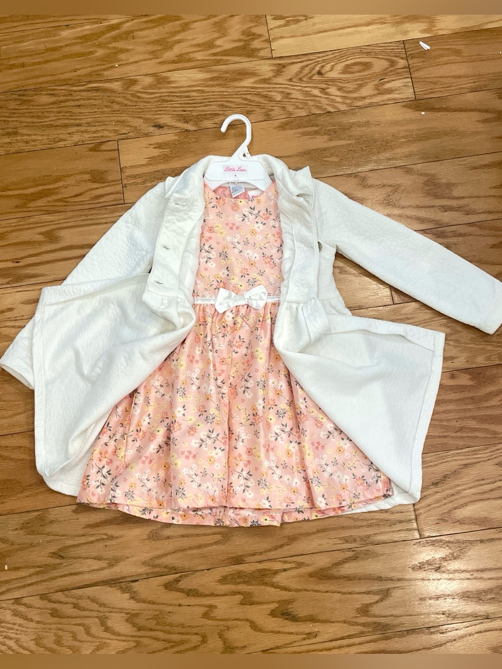 Little Lass Floral Sleeveless Dress With Attached Coat